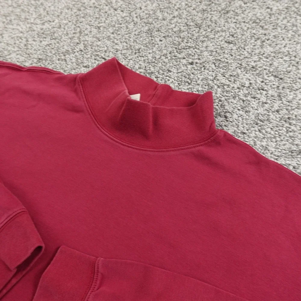 LL Bean Shirt Mens L Red Mock Neck Long Sleeve Tee Pullover Sweatshirt Outdoor